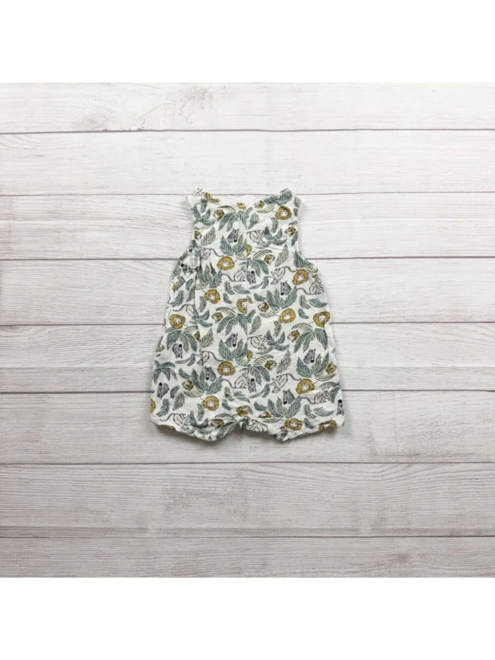 Old Navy Baby Sleeveless Jungle Print Romper Linen Blend Fabric 12-18 Months